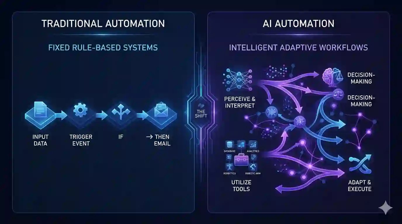 Comparison of traditional automation and AI automation