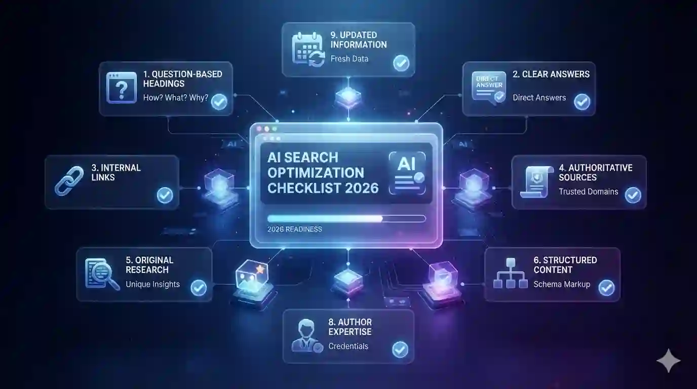 AI search optimization checklist for websites in 2026