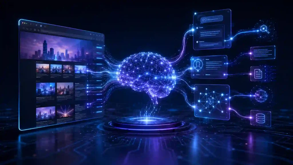Generative Engine Optimization GEO concept showing AI-powered search and website visibility