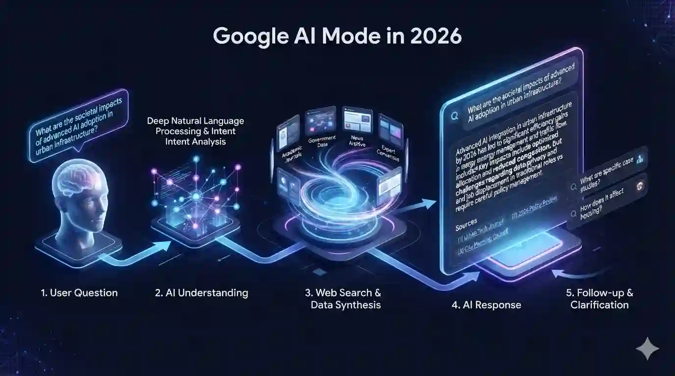 How Google AI Mode processes questions and provides conversational answers