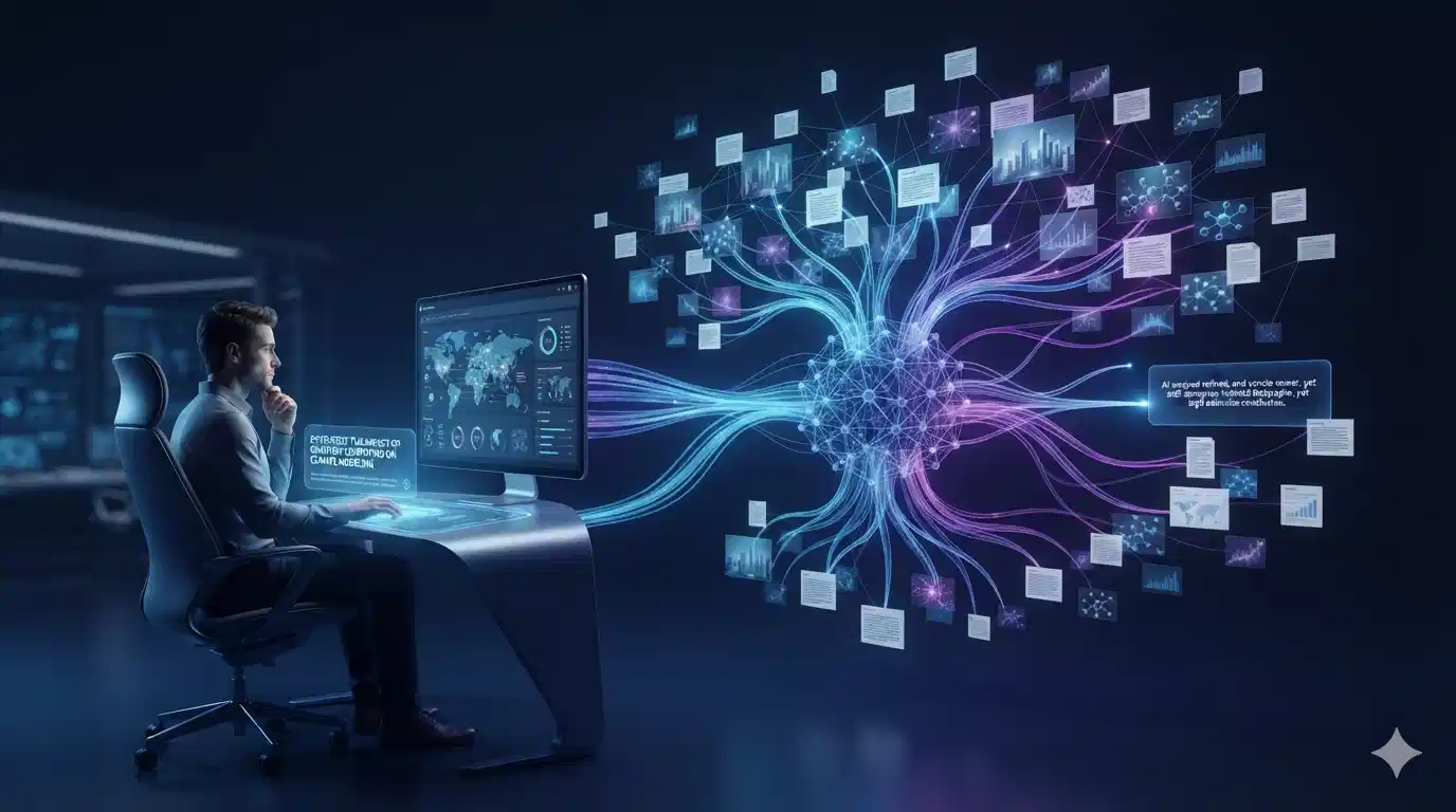 AI-powered search analyzing information from multiple sources