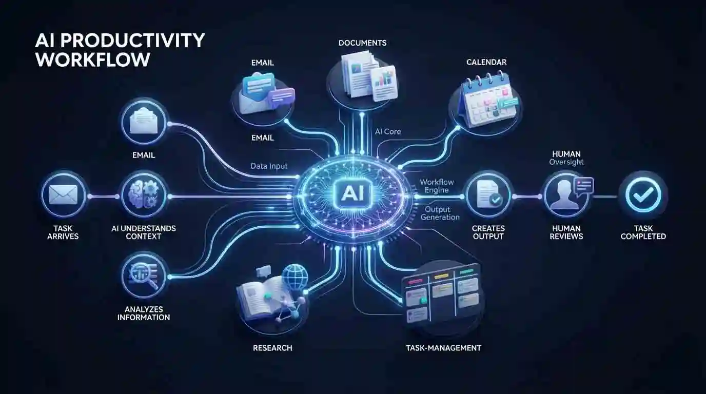 AI productivity workflow from task to completed work